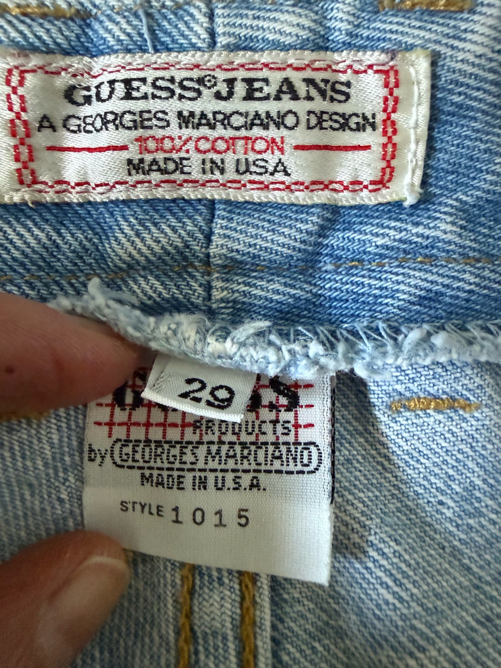 Vintage Guess Jeans, size 29, style 1015, Light Blue Wash/ Ankle Zippers - Picture 7 of 16